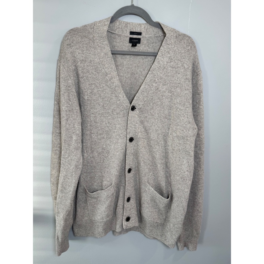 J.Crew Mens XL Slim Merino Wool Alpaca Blend V-Neck Cardigan Sweater Gray‎